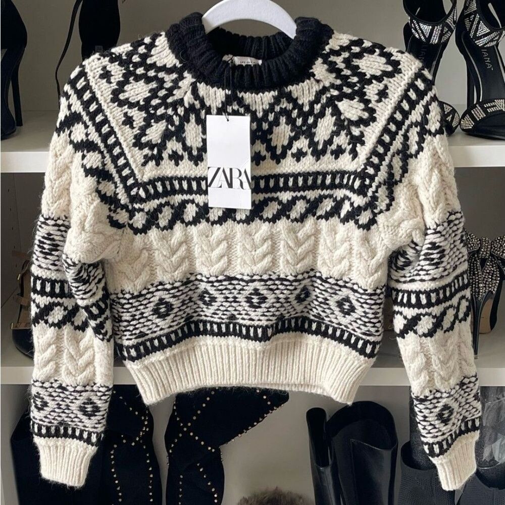 NWT ZARA WOMAN JACQUARD KNIT SWEATER SIZE S